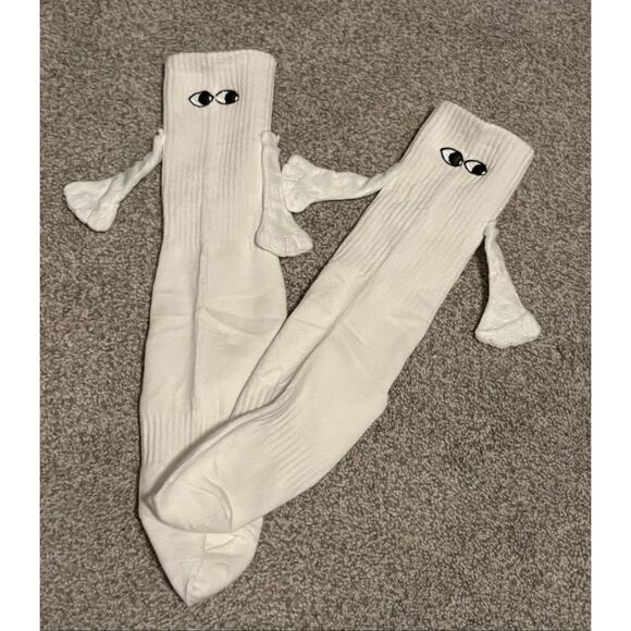Two Pairs of eyes and ears or hands ladies white socks - Picture 2 of 6